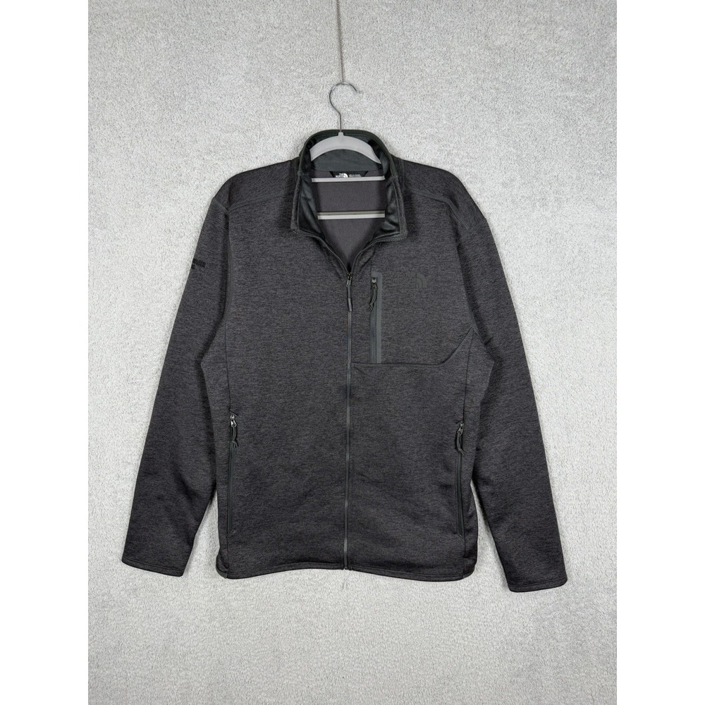 The North Face Jacket Mens M Gray Full Zip Fleece Softshell Hiking Advertising